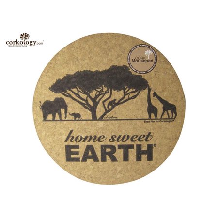 CORKOLOGY 205 Round Africa Cork Mouse Pad Home Sweet Earth #205